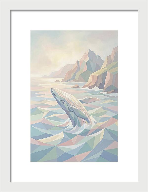 Whale Breaching Against Coastal Mountains
