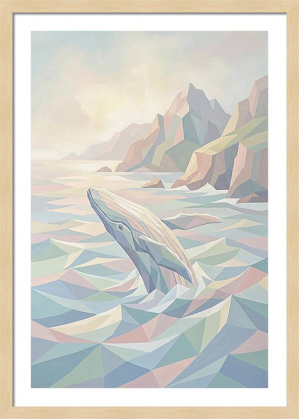 Whale Breaching Against Coastal Mountains