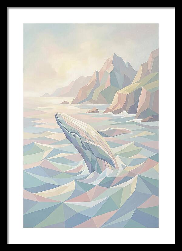 Whale Breaching Against Coastal Mountains