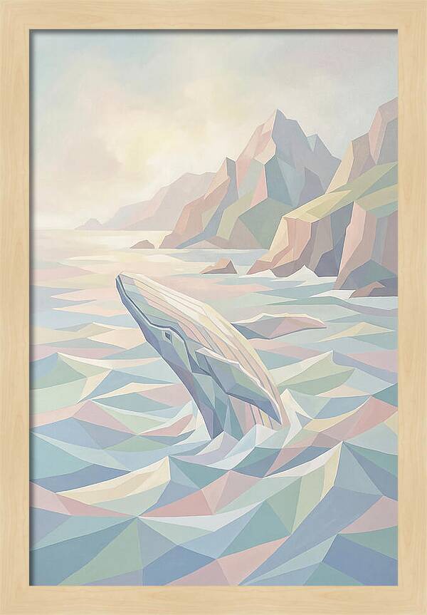 Whale Breaching Against Coastal Mountains