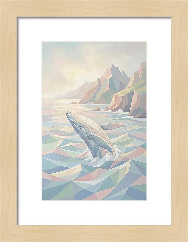 Whale Breaching Against Coastal Mountains