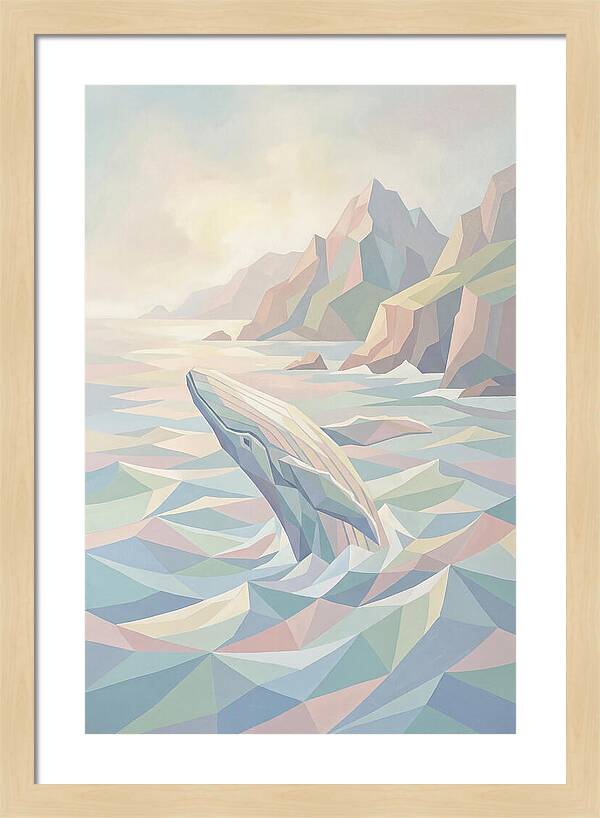 Whale Breaching Against Coastal Mountains
