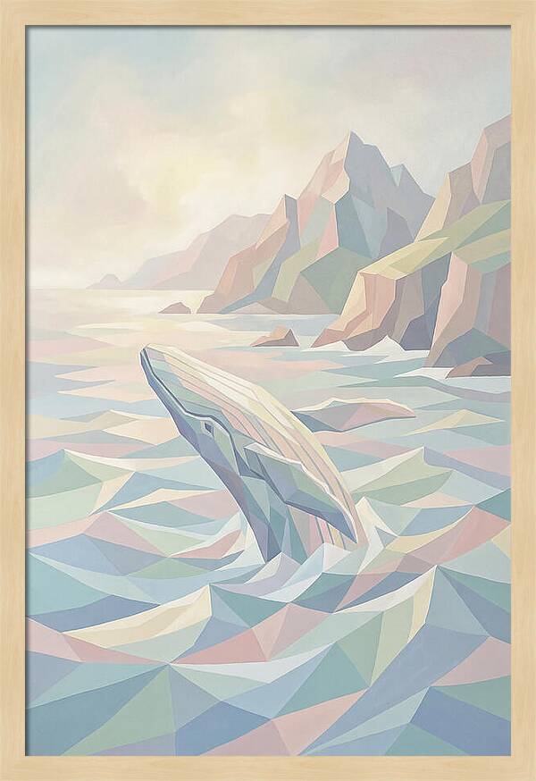 Whale Breaching Against Coastal Mountains