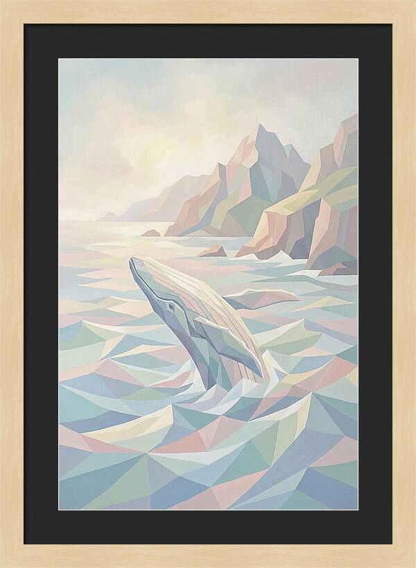 Whale Breaching Against Coastal Mountains