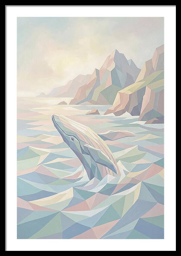 Whale Breaching Against Coastal Mountains