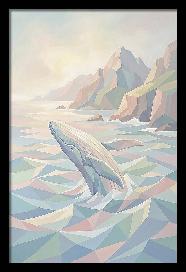 Whale Breaching Against Coastal Mountains