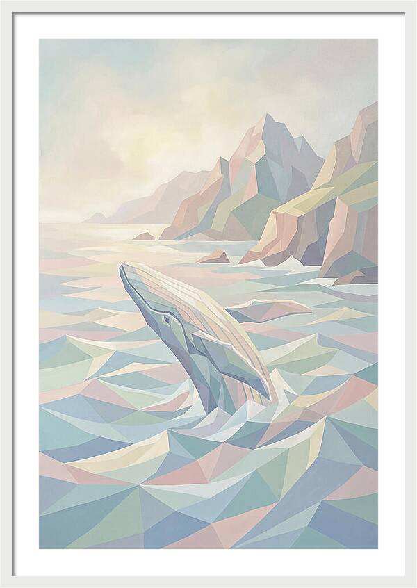 Whale Breaching Against Coastal Mountains