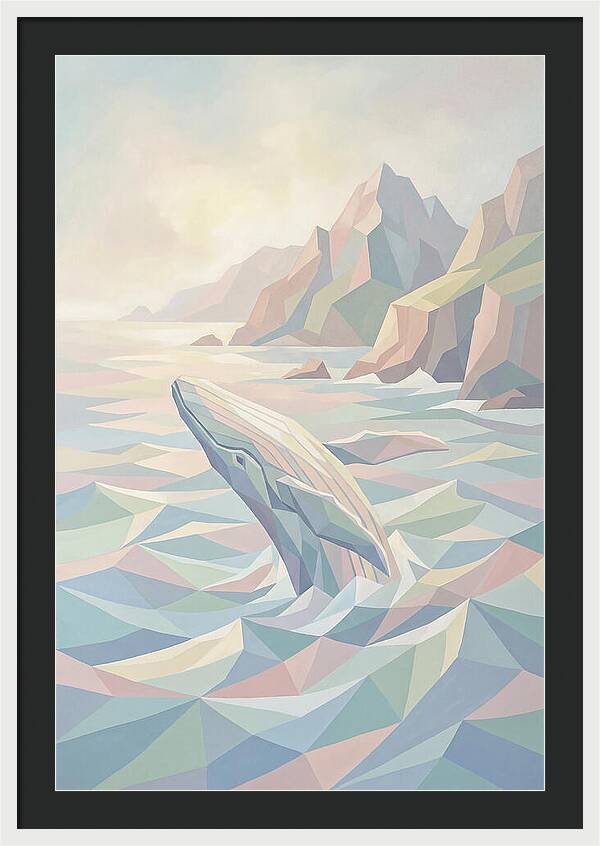 Whale Breaching Against Coastal Mountains