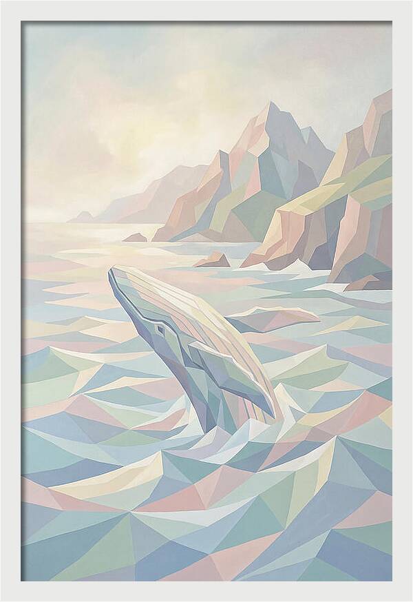 Whale Breaching Against Coastal Mountains