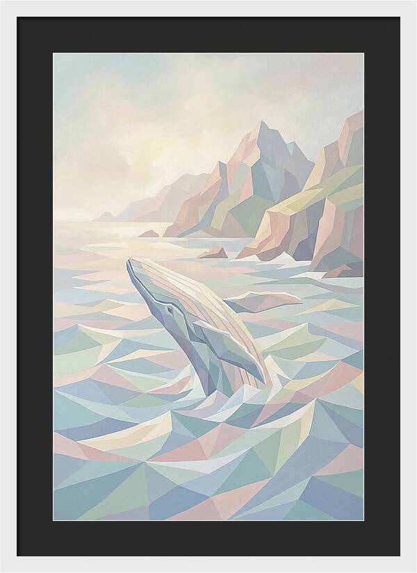 Whale Breaching Against Coastal Mountains