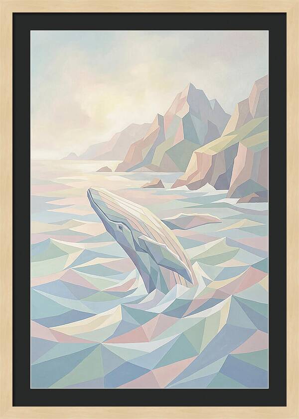 Whale Breaching Against Coastal Mountains