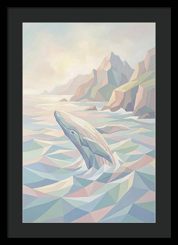 Whale Breaching Against Coastal Mountains