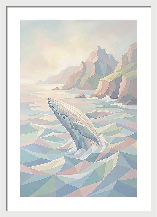 Whale Breaching Against Coastal Mountains