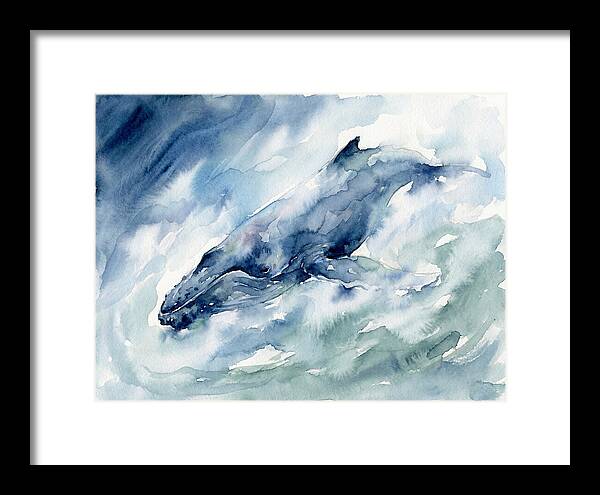 Whale Swimming Through Waves