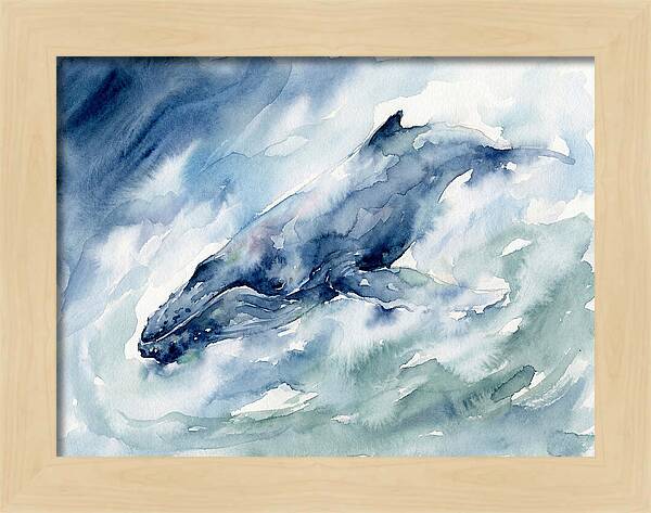 Whale Swimming Through Waves