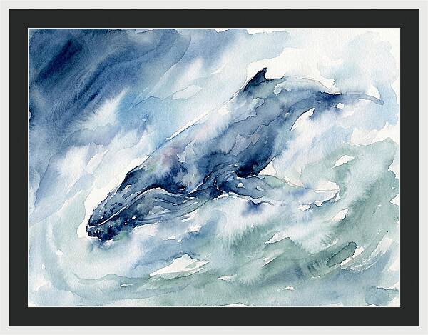 Whale Swimming Through Waves