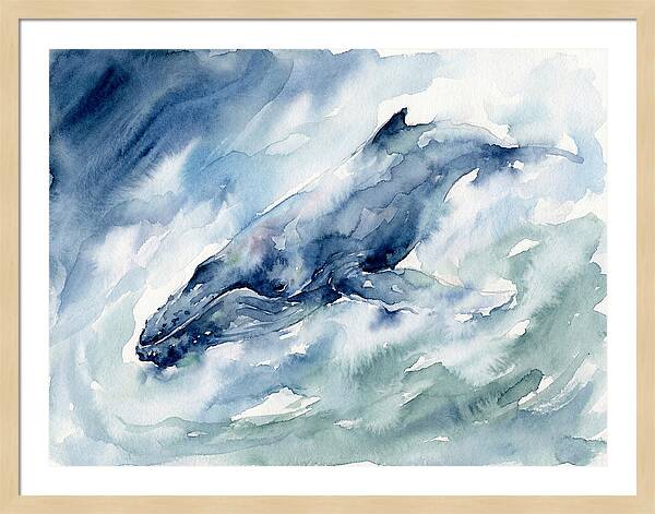 Whale Swimming Through Waves