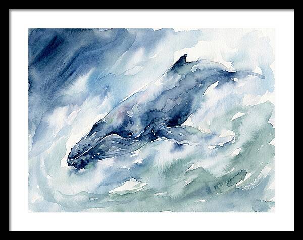 Whale Swimming Through Waves