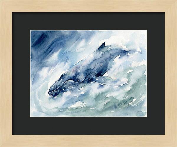 Whale Swimming Through Waves