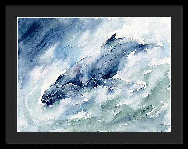 Whale Swimming Through Waves