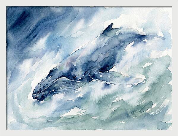 Whale Swimming Through Waves