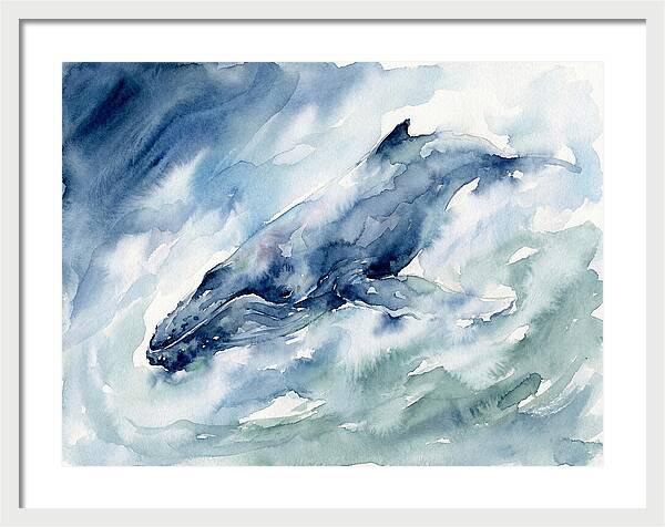 Whale Swimming Through Waves