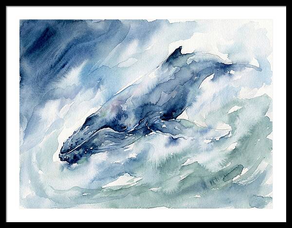 Whale Swimming Through Waves