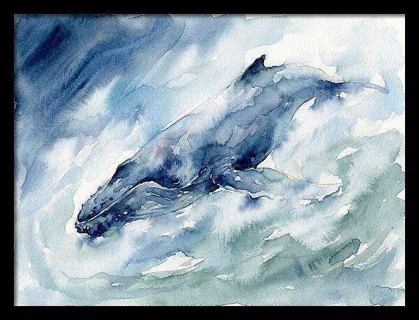 Whale Swimming Through Waves