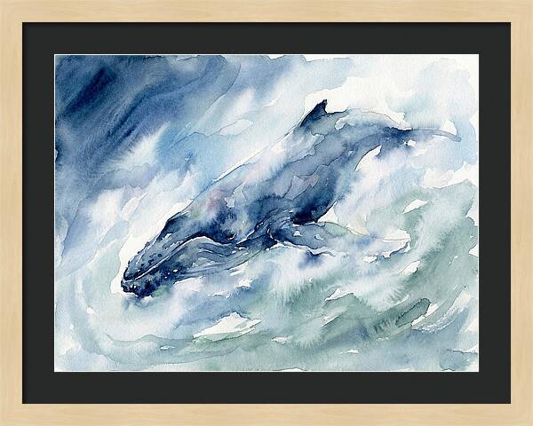 Whale Swimming Through Waves