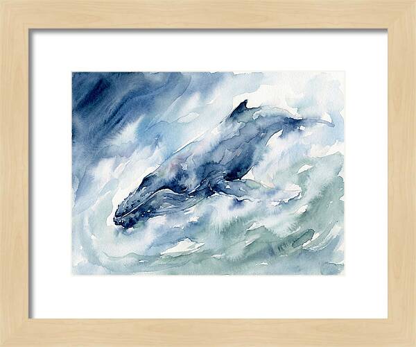 Whale Swimming Through Waves