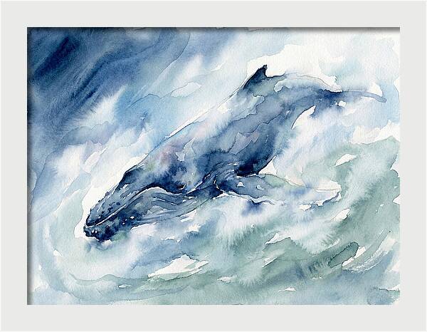Whale Swimming Through Waves