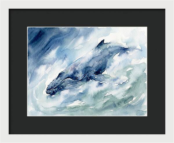 Whale Swimming Through Waves