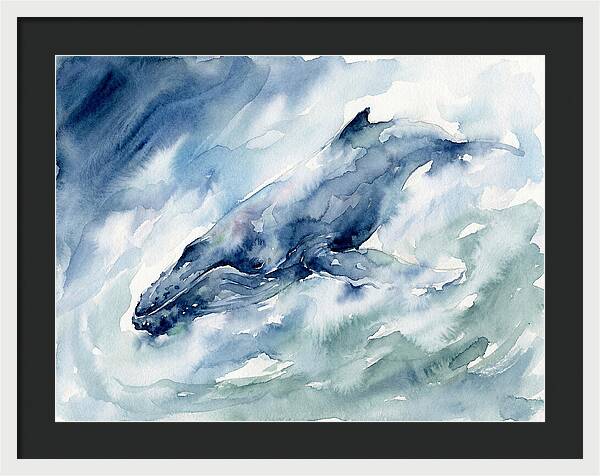 Whale Swimming Through Waves