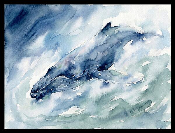 Whale Swimming Through Waves
