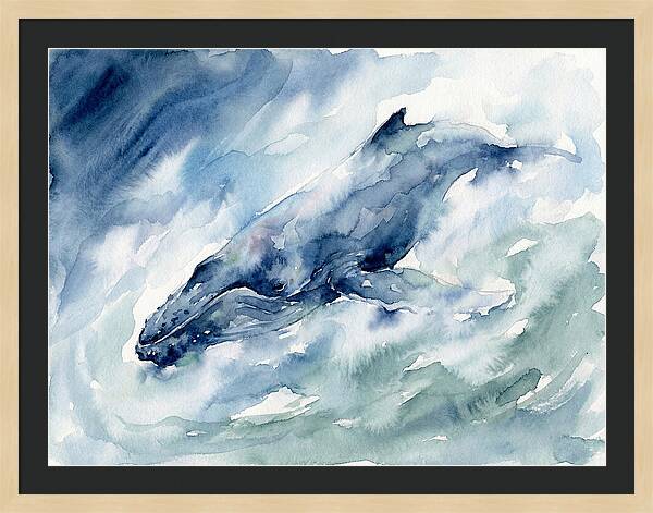 Whale Swimming Through Waves