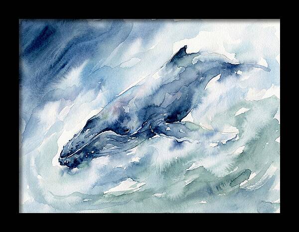Whale Swimming Through Waves
