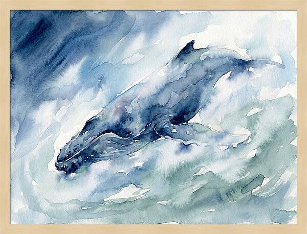 Whale Swimming Through Waves