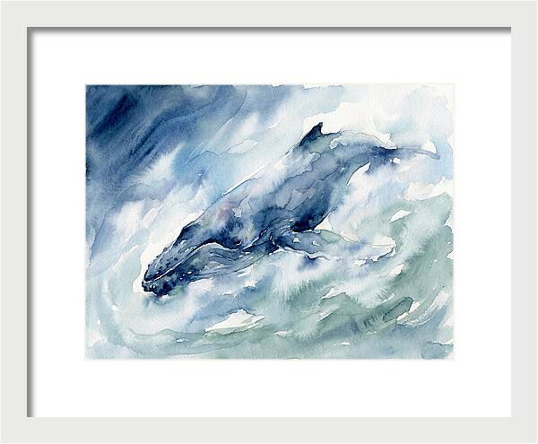 Whale Swimming Through Waves