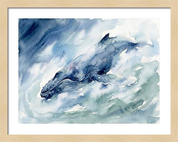 Whale Swimming Through Waves