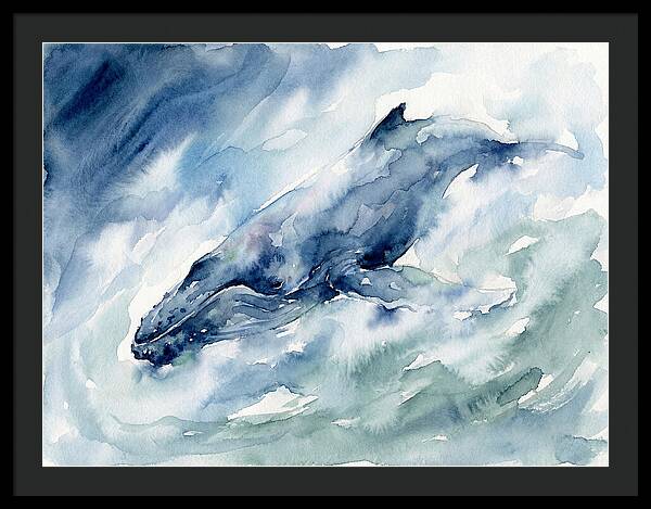 Whale Swimming Through Waves