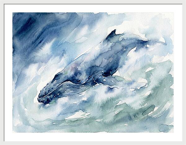 Whale Swimming Through Waves