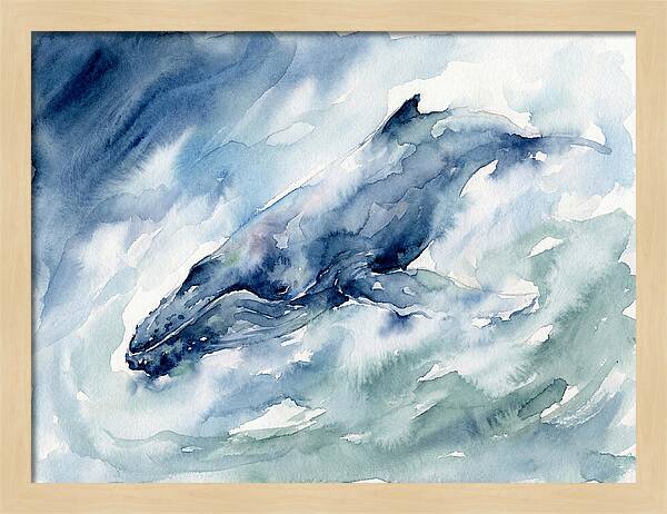 Whale Swimming Through Waves