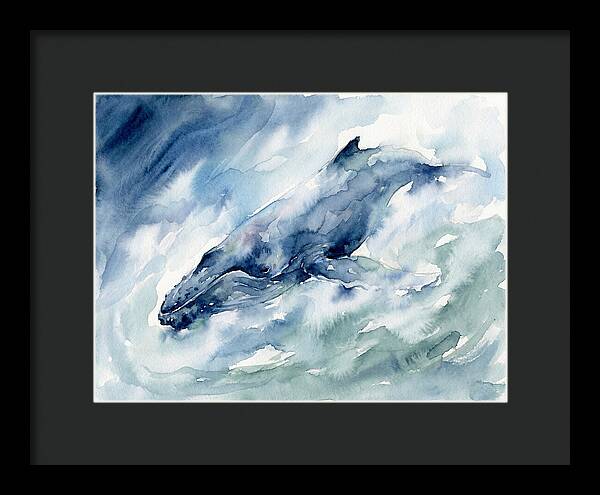Whale Swimming Through Waves