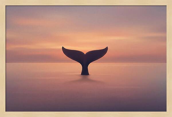 Whale Tail Against Sunset Sky