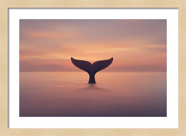 Whale Tail Against Sunset Sky