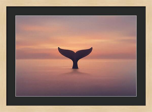 Whale Tail Against Sunset Sky
