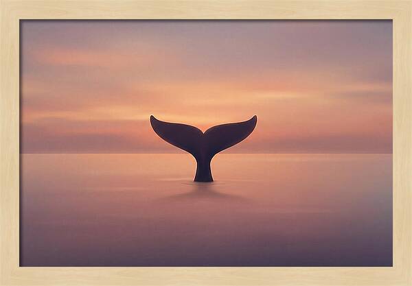 Whale Tail Against Sunset Sky