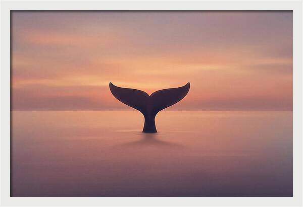 Whale Tail Against Sunset Sky