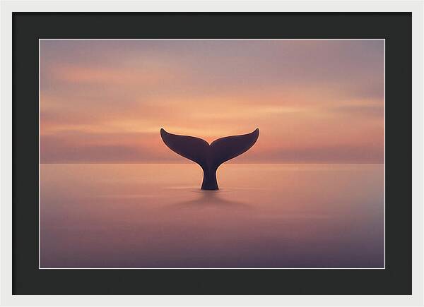 Whale Tail Against Sunset Sky