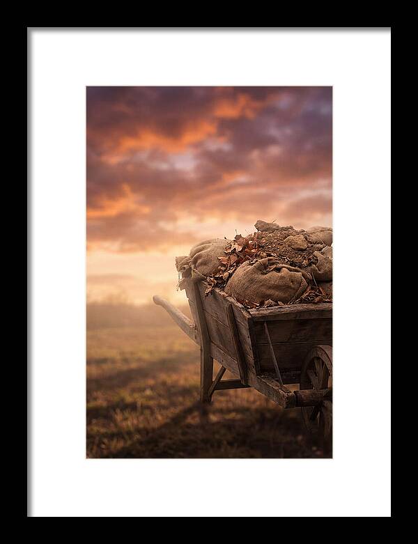 Wheelbarrow At Sunset